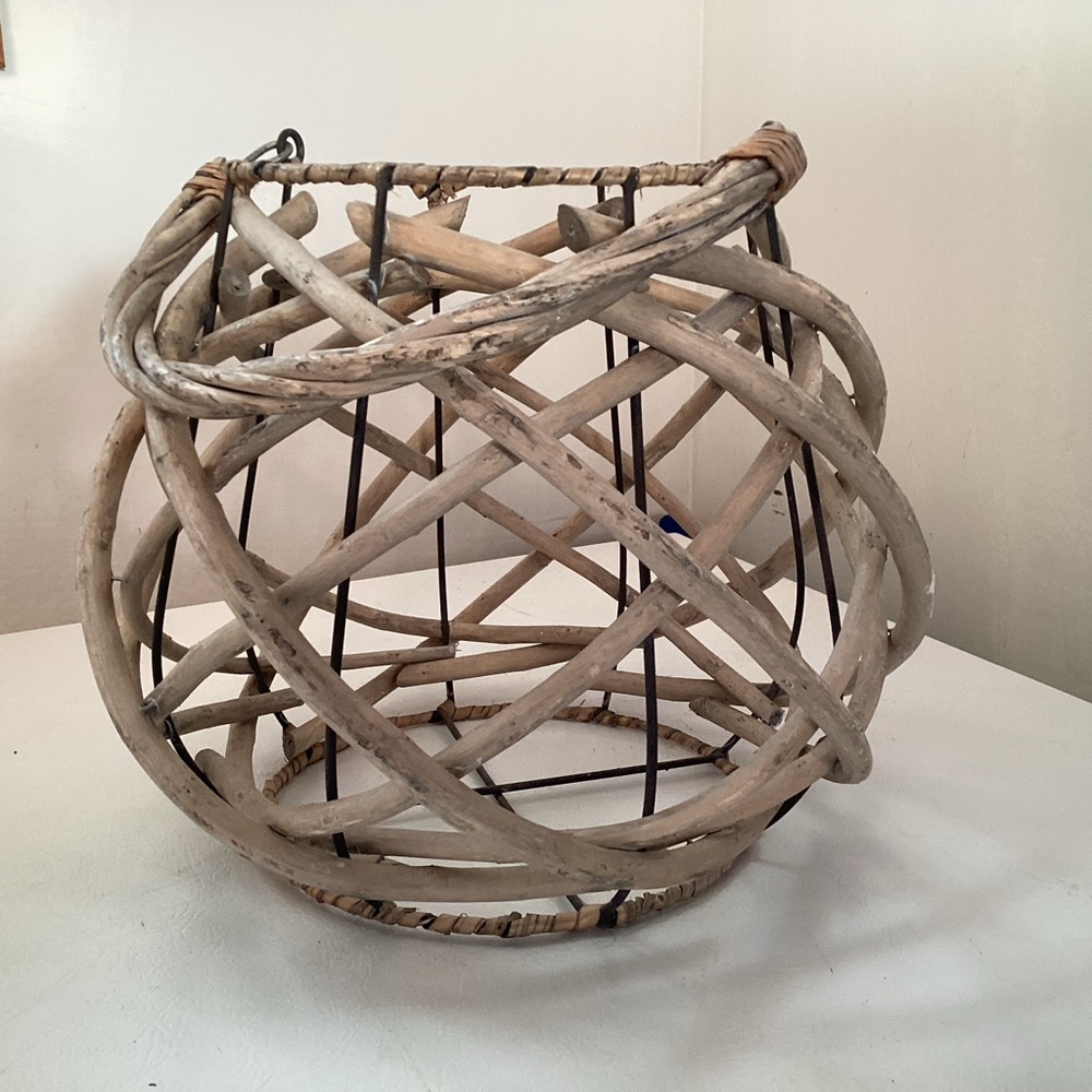 Rustic Vintage Woven Basket in Natural Bamboo
